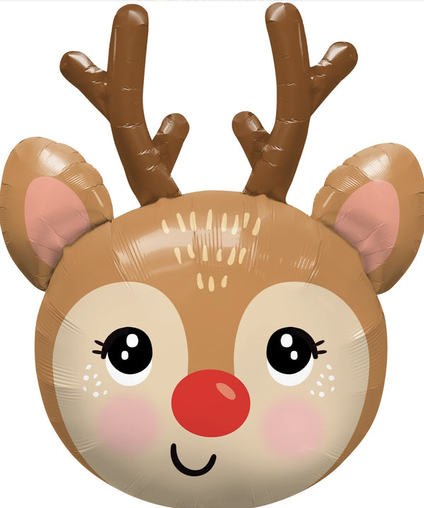 35" SHAPE FOIL RED-NOSED REINDEER HEAD SW